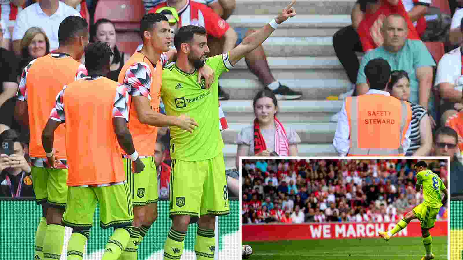 WATCH: Cristiano Ronaldo embraces Bruno Fernandes’ winning goal against Southampton despite being on bench