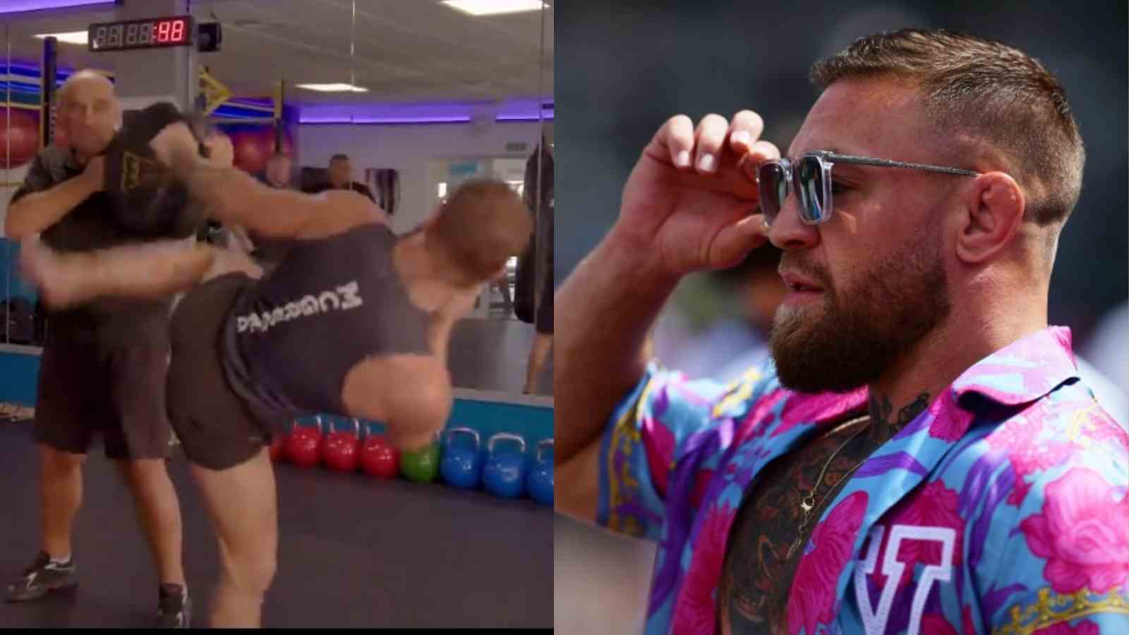 Conor McGregor posts enthralling new footage of him kicking with his broken leg