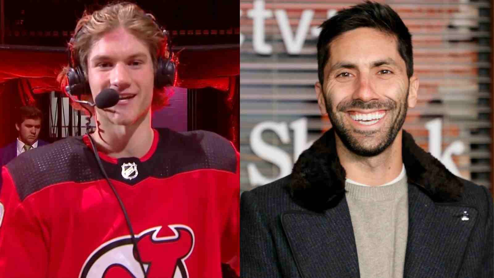 “Are you even old enough” – Devil’s forward Dawson Mercer enjoys banter with TV host Nev Schulman during interview at VMAs