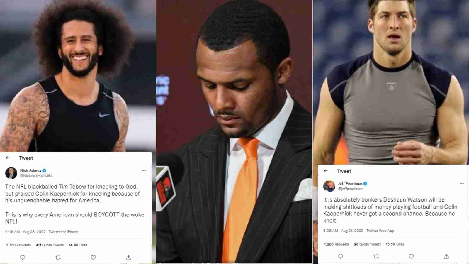 “Boycott the woke NFL,” Twitter Reacts FURIOUSLY over league’s handling of Colin Kaepernick, Deshaun Watson and Tim Tebow’s controversies