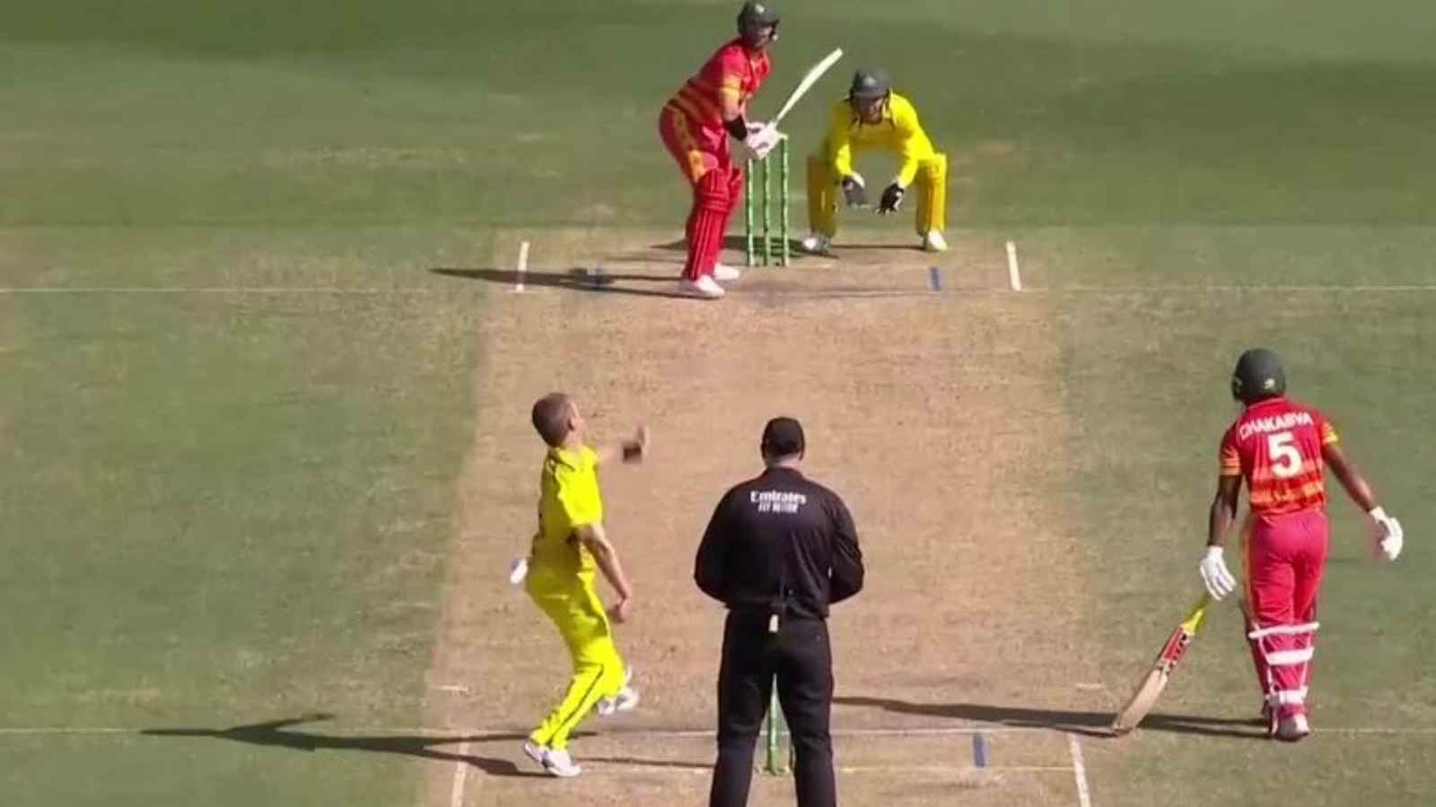 WATCH: Fan grabs stunning one-handed catch off monstrous hit by Regis Chakabva during AUS vs ZIM 3rd ODI