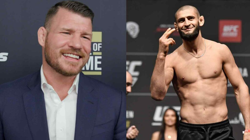 Michael Bisping (L) and Khamzat Chimaev (R)