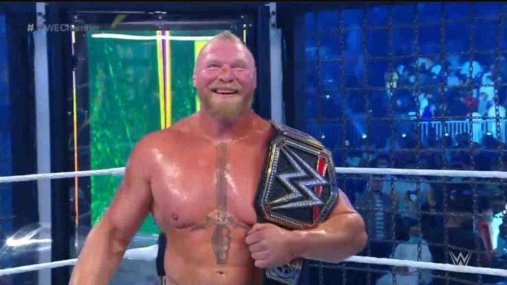 Brock Lesnar wins the WWE Championship at Elimination Chamber 2022