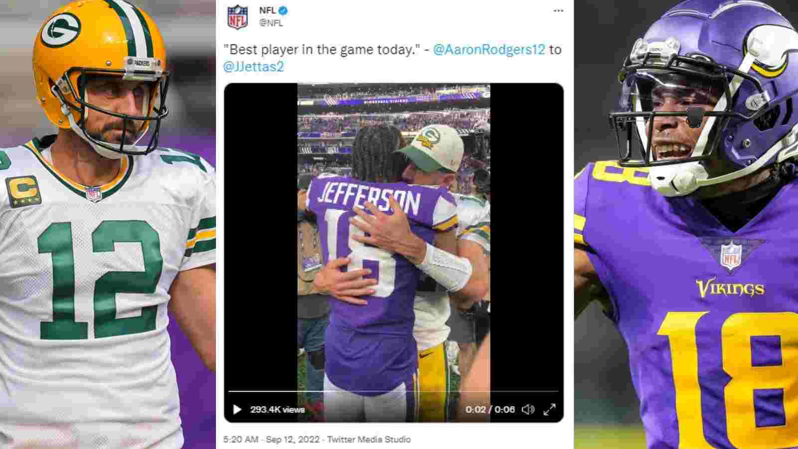 “Green Bay Packers really ruined his prime,” NFL Twitter reacts to Aaron Rodgers’ “best player in the game today’ comment on Justin Jefferson