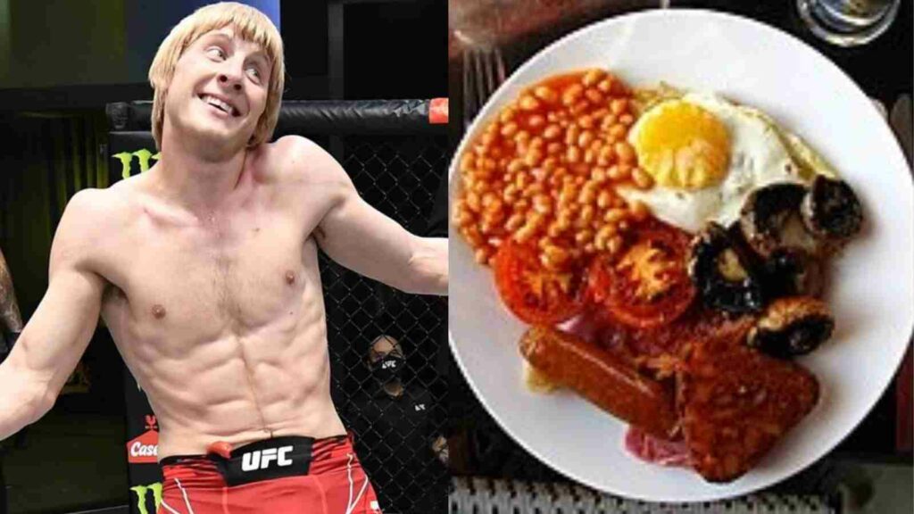 Paddy Pimblett (L), a full English breakfast (R)