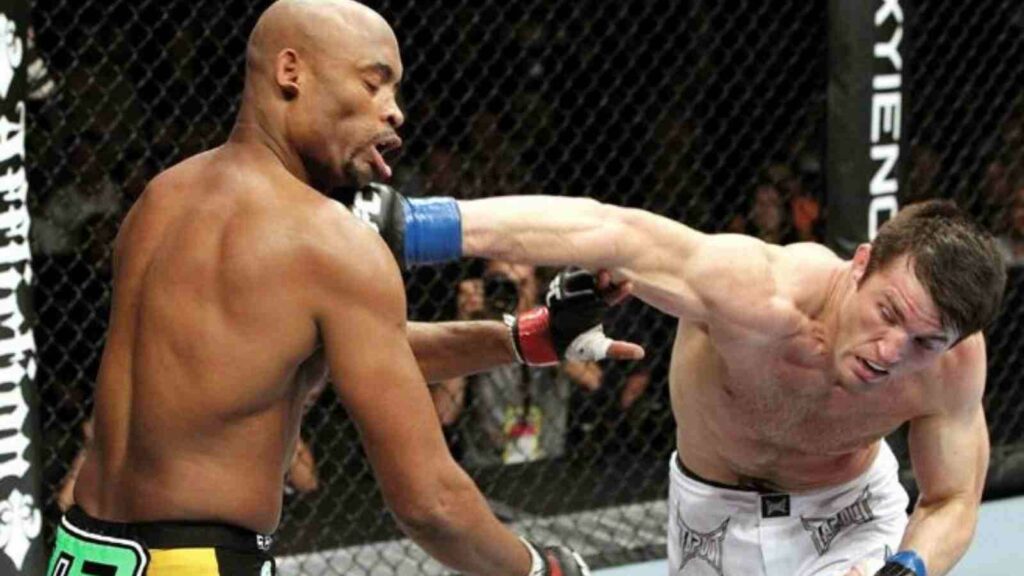 Anderson Silva in action against Chael Sonnen in the UFC