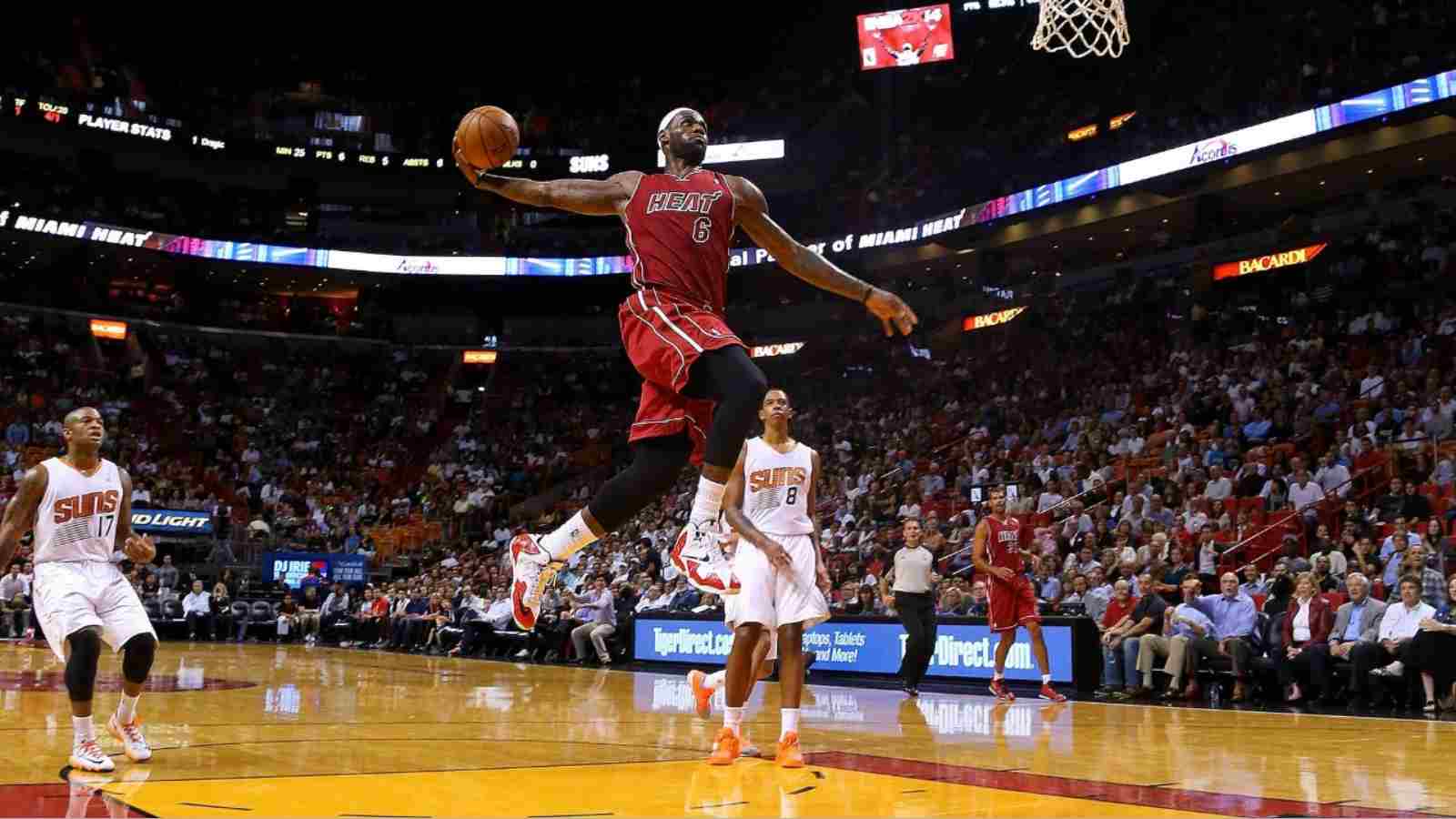 Lebron James goes for a dunk