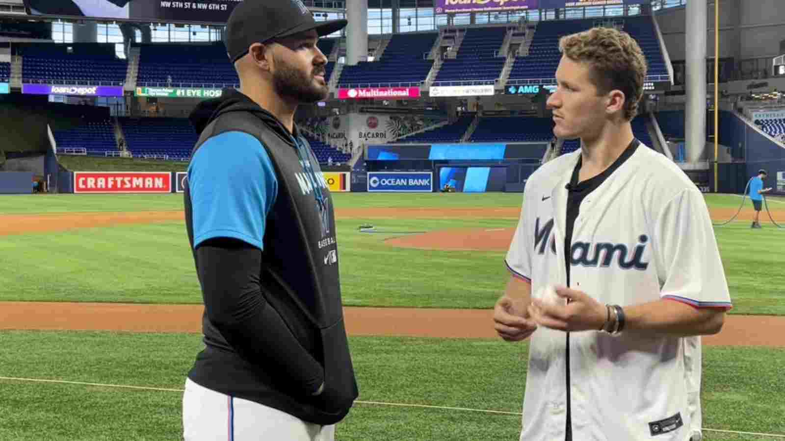 NHL forward Matthew Tkachuk tries to “throw a strike” at Marlins game against Rangers