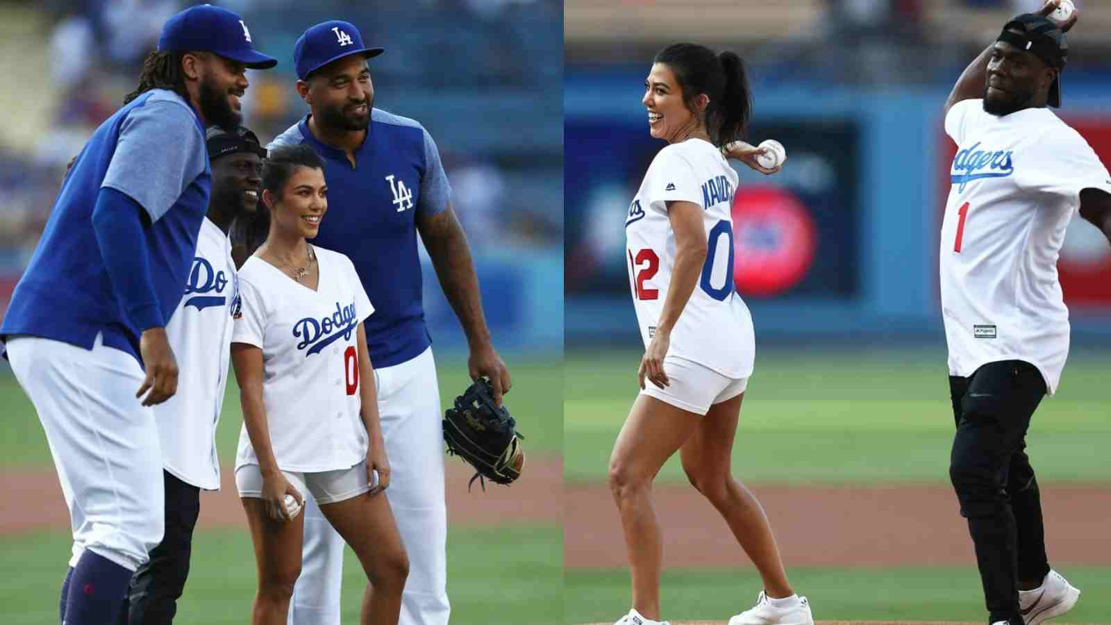 Kevin Hart and Kourtney Kardashian got HIGH on BASEBALL at the L.A. Dodgers, brightened up the Wrigley Stadium