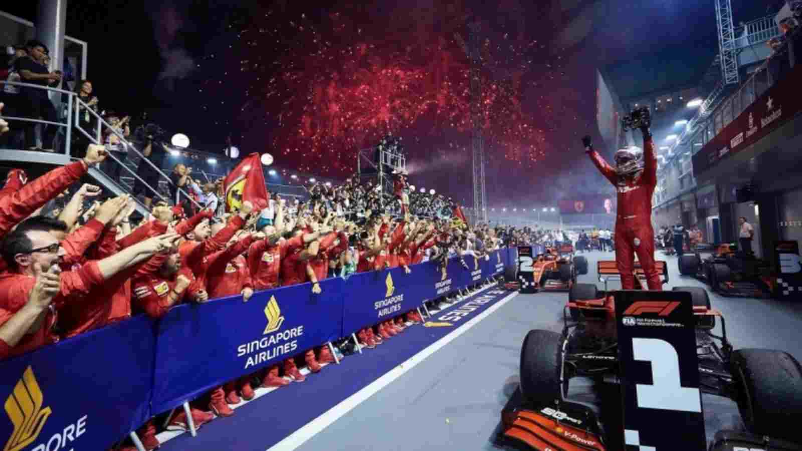 Sebastian Vettel after winning the Singapore Grand Prix 2019