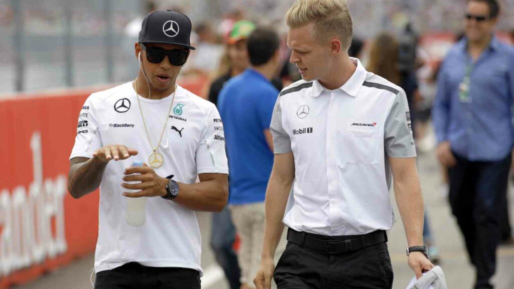 F1's Lewis Hamilton and Kevin Magnussen