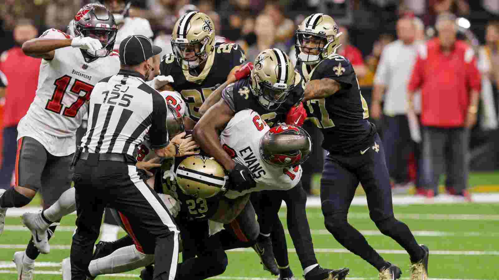 “That’s TRASH,” Mike Evans SUSPENDED as Marshon Lattimore and  Leonard Fournette are each fined BIG money for role in epic FIGHT during Bucs vs Saints