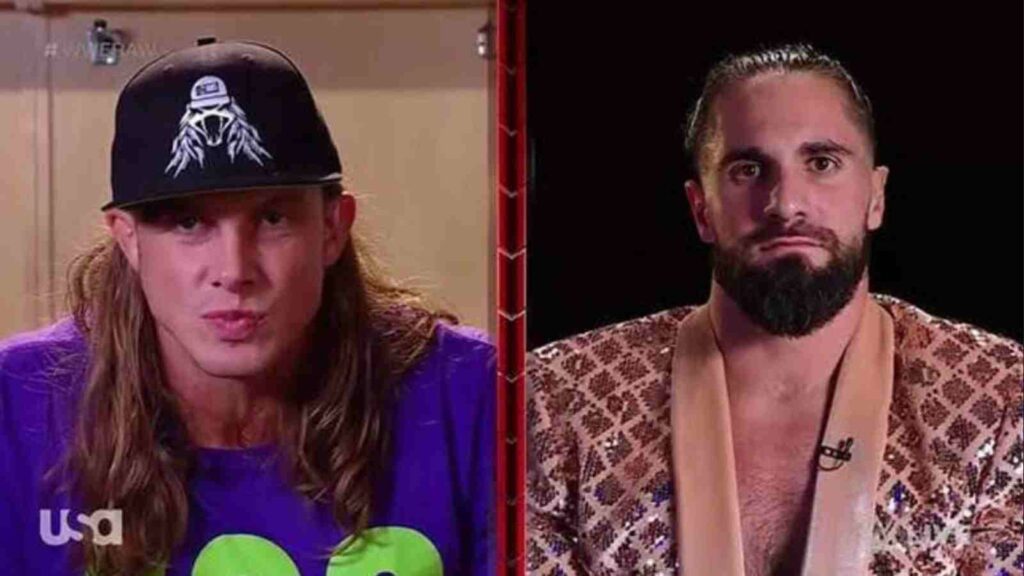 Matt Riddle and Seth Rollins during their virtual meet