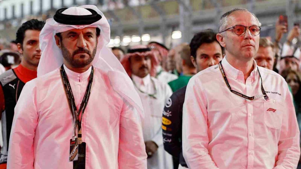 FIA President Mohammed Ben Sulayem and F1 CEO Stefano Domenicali