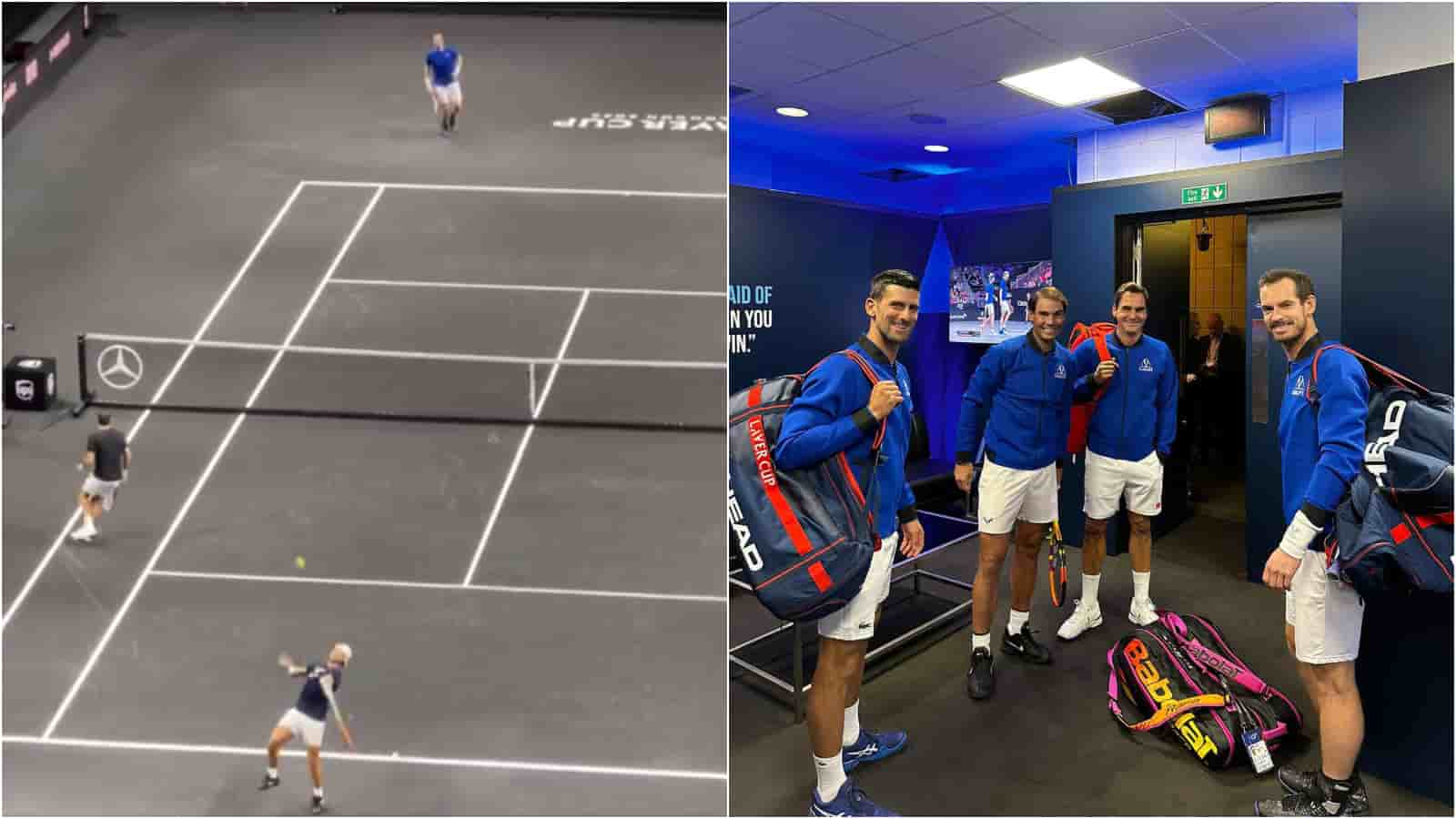 “How on earth did he get to curve the ball like that?” Rafael Nadal’s skyhook during the Big-4 practice session at the Laver Cup has the fans going wild