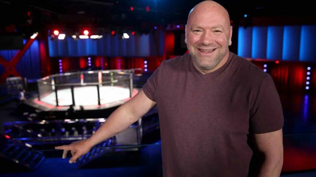 Dana White next to the UFC's cutting edge investment, The Apex