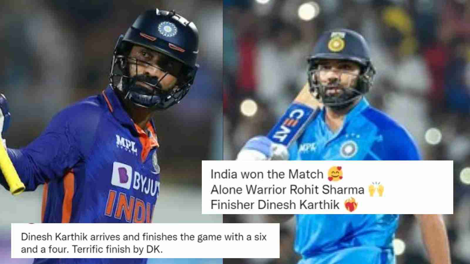 “What a man…what a match!”- Twiter erupts as Rohit Sharma’s 46*, Dinesh Karthik’s finish help India thrash Australia by 6 wickets