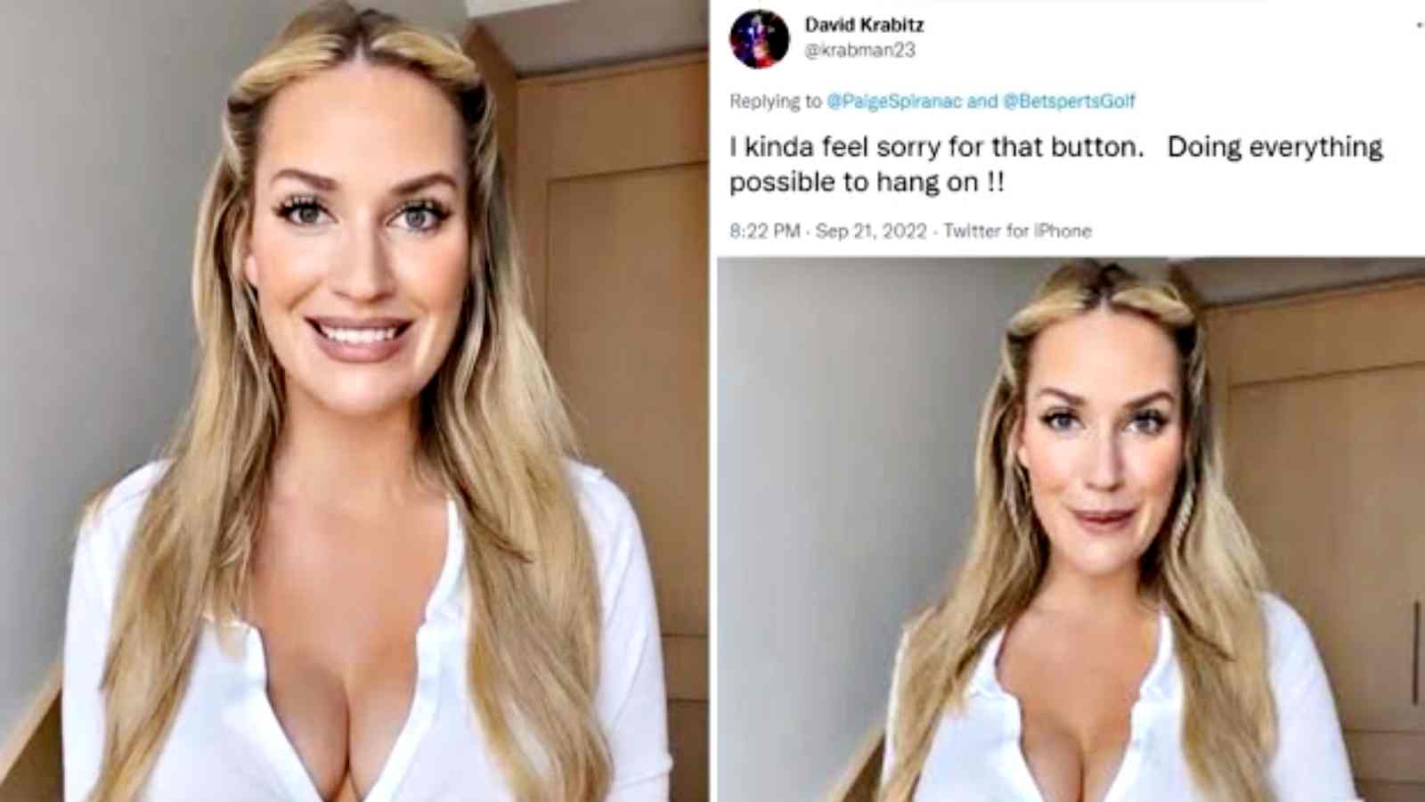 “I feel sorry for the button”: Paige Spiranac distracts fans with low cut top as her top 5 sporting upsets get left in the sidelines