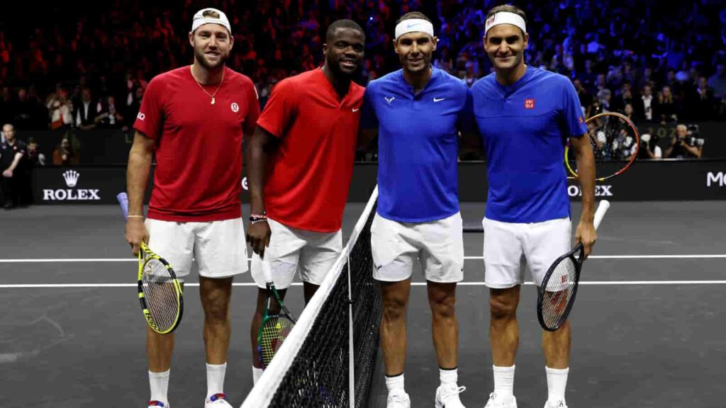 Jack Sock, Frances Tiafoe, Rafael Nadal, Roger Federer