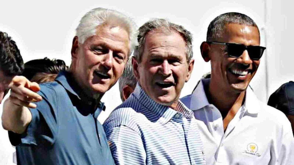 George Bush, Bill Clinton at the Presidents Cup