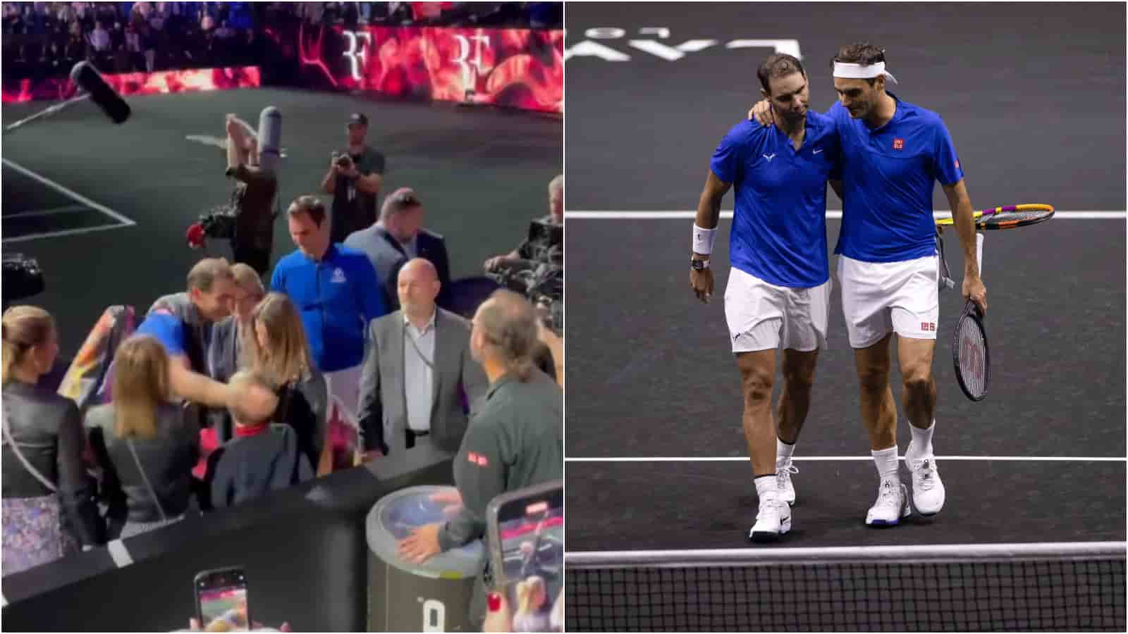 WATCH: Rafael Nadal embraces Roger Federer’s kids to comfort them upon their father’s emotional farewell