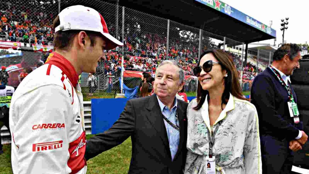 Charles Leclerc (L) | Jean Todt (C) | Michelle Yeoh (R)