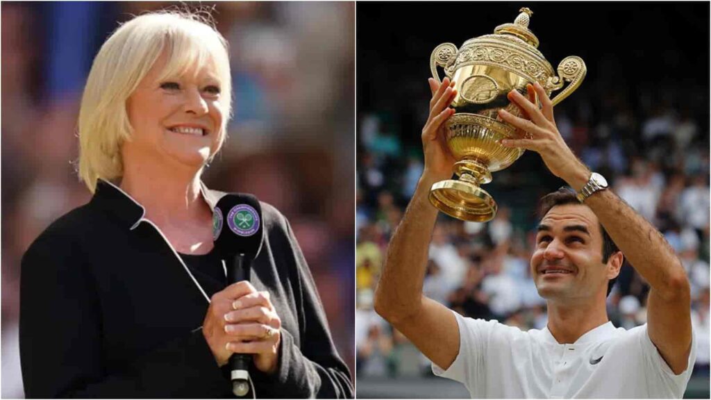 Sue Barker and Roger Federer