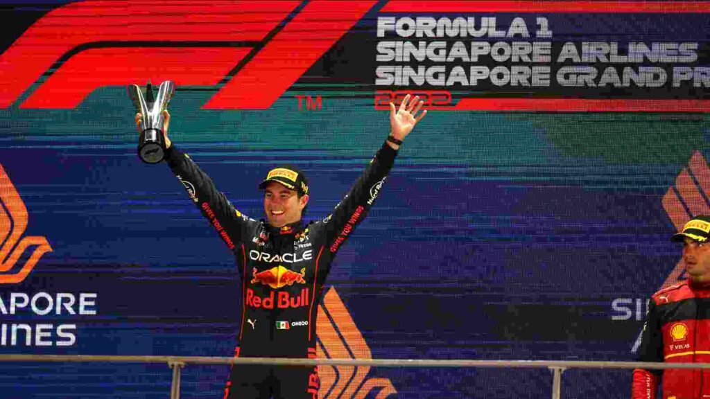 Sergio Perez celebrating his win in Singapore (Images through IMAGO / Motorsport Images)