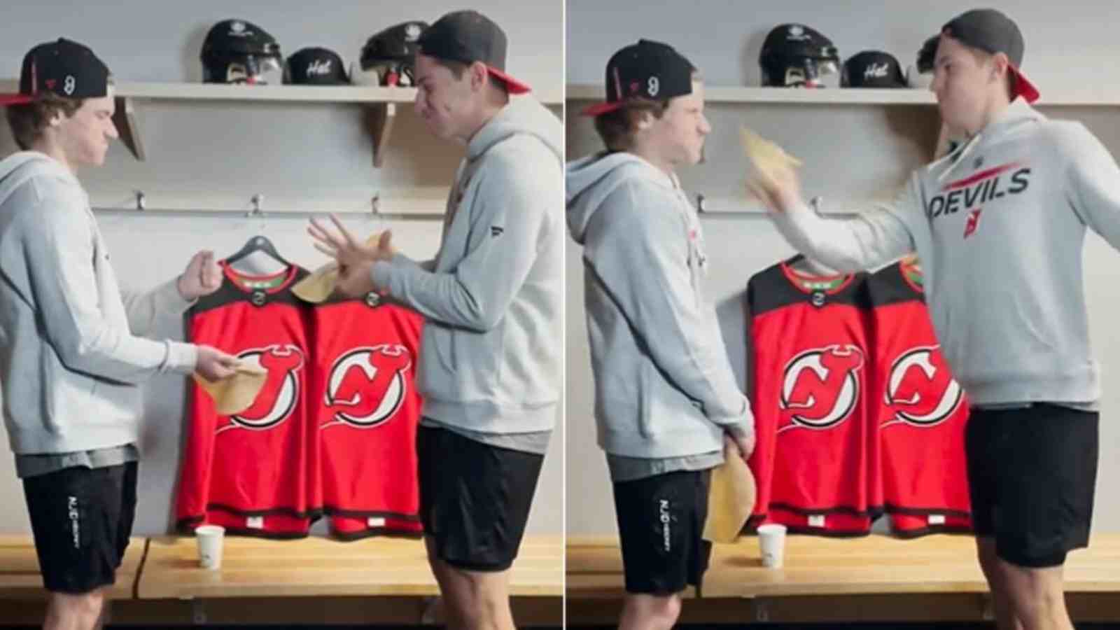 WATCH: Devils Dawson Mercer and Nathan Bastian emerge as professional tortilla slappers during viral social media challenge