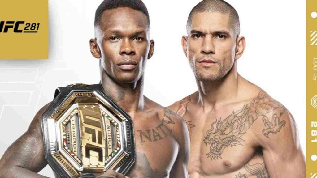 The poster for UFC 281's headliner - Israel Adesanya (L) vs Alex Pereira (R)