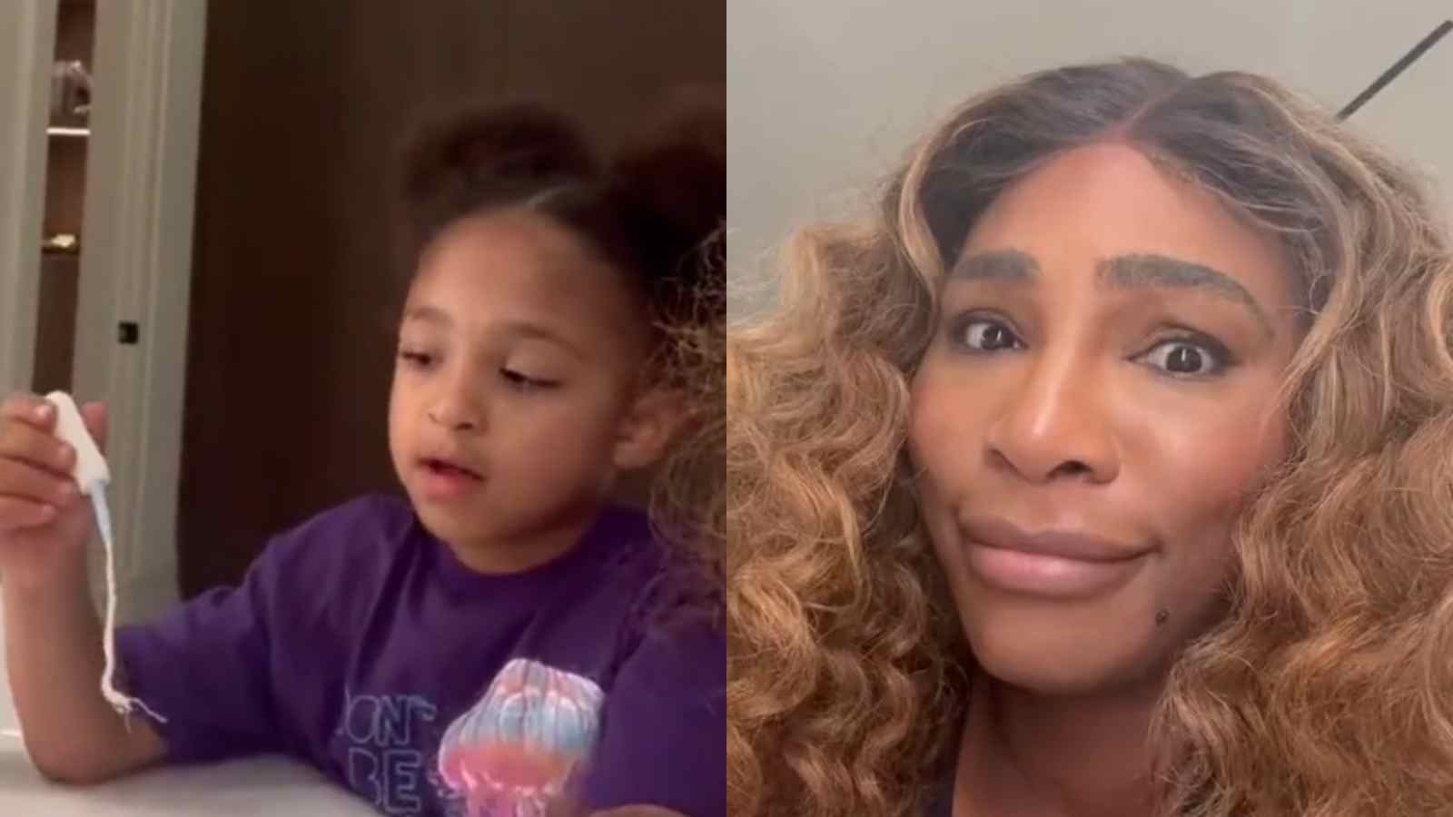 WATCH: Serena Williams’ daughter hilariously plays with a tampon after mistaking it for a ‘cat toy’