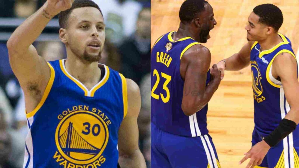 Stephen Curry Jordan Poole and Draymond Green