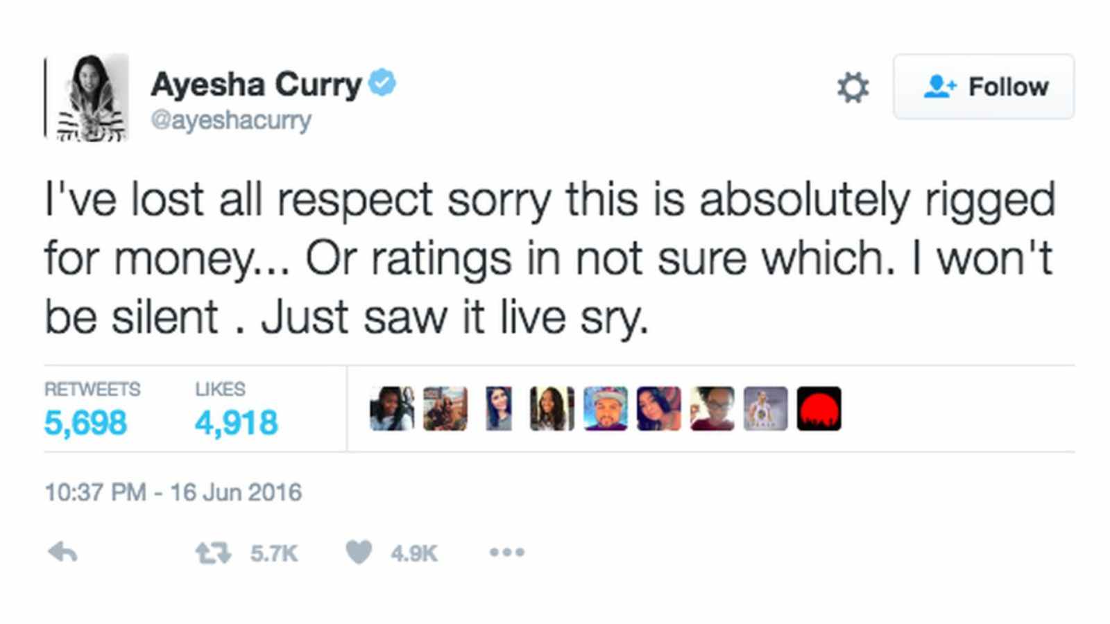 Ayesha Curry's deleted tweet