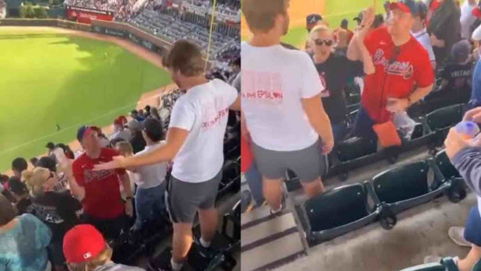 WATCH: “Do you f**king want it or not” Agitated Atlanta Braves’ fan throws drink on Phillies’ fan, wife INFURIATED