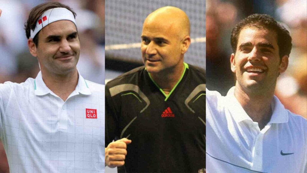 Roger Federer, Andre Agassi and Pete Sampras