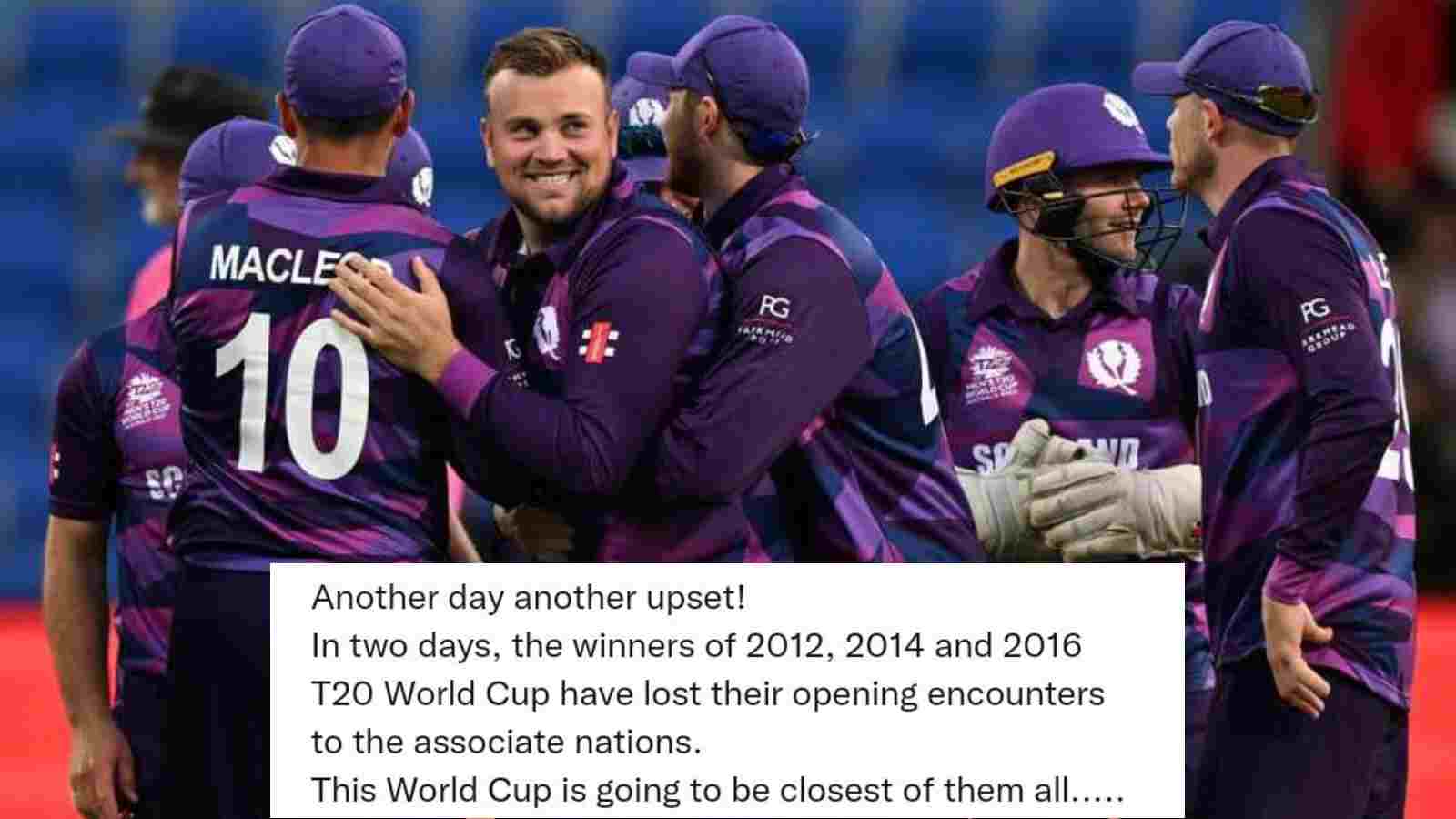 “Cricket is a game of uncertainty”-  Twitter reacts as Scotland stuns former T20 WC champions West Indies by 42 runs