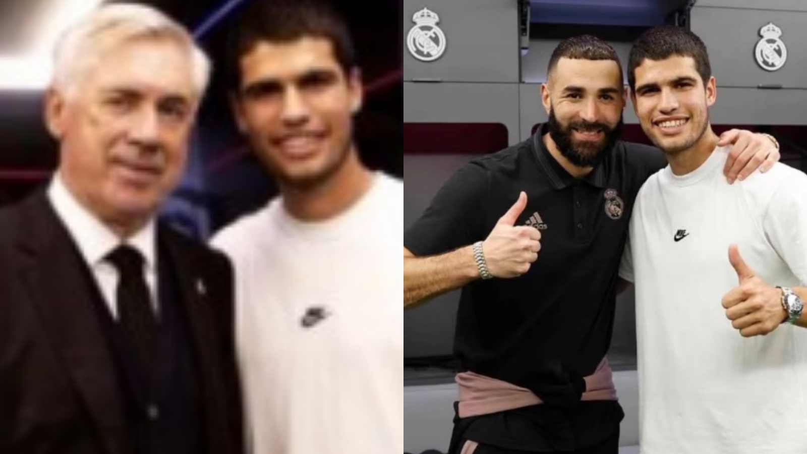 WATCH: “Spanish giants” Carlos Alcaraz meets Karim Benzema, Carlo Ancelotti, and other stars inside Real Madrid’s locker room