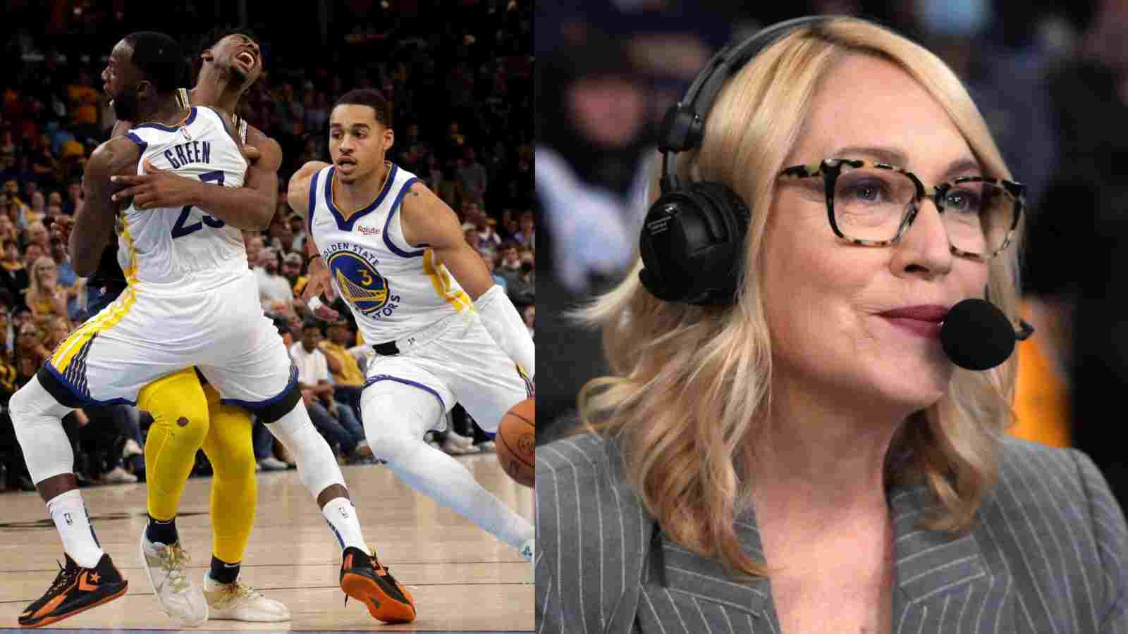 “Doris Burke such a white woman” NBA Fans call out ESPN caster for constantly nagging about Draymond Green punching Jordan Poole