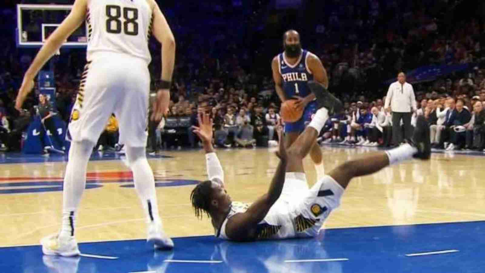 “Playing real basketball again” James Harden breaks Bennedict Mathurin’s ankles and knocks 3-pointer right on his face, making NBA Fans go berserk