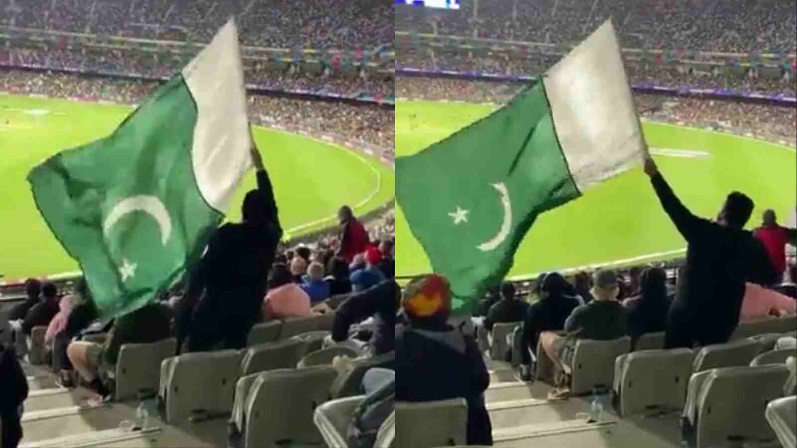 WATCH: “Bhaijaan…ulta hain”- Video of Indian spectators trolling a Pakistani fan for holding inverted Pakistani flag leaves Twitter in splits