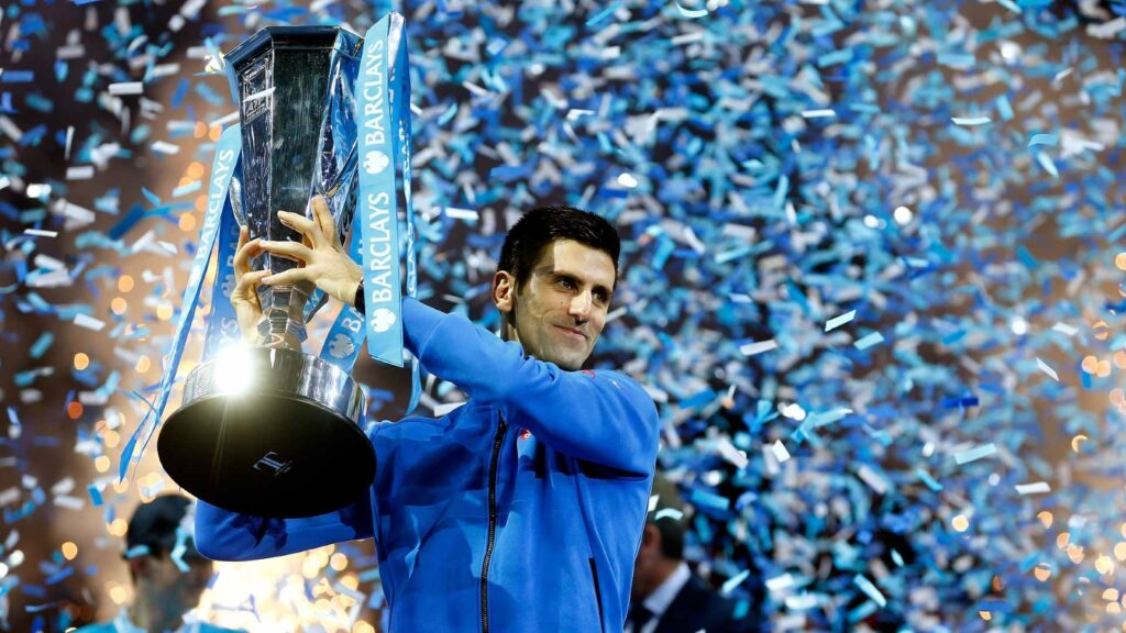 Novak Djokovic with ATP Finals Trophy