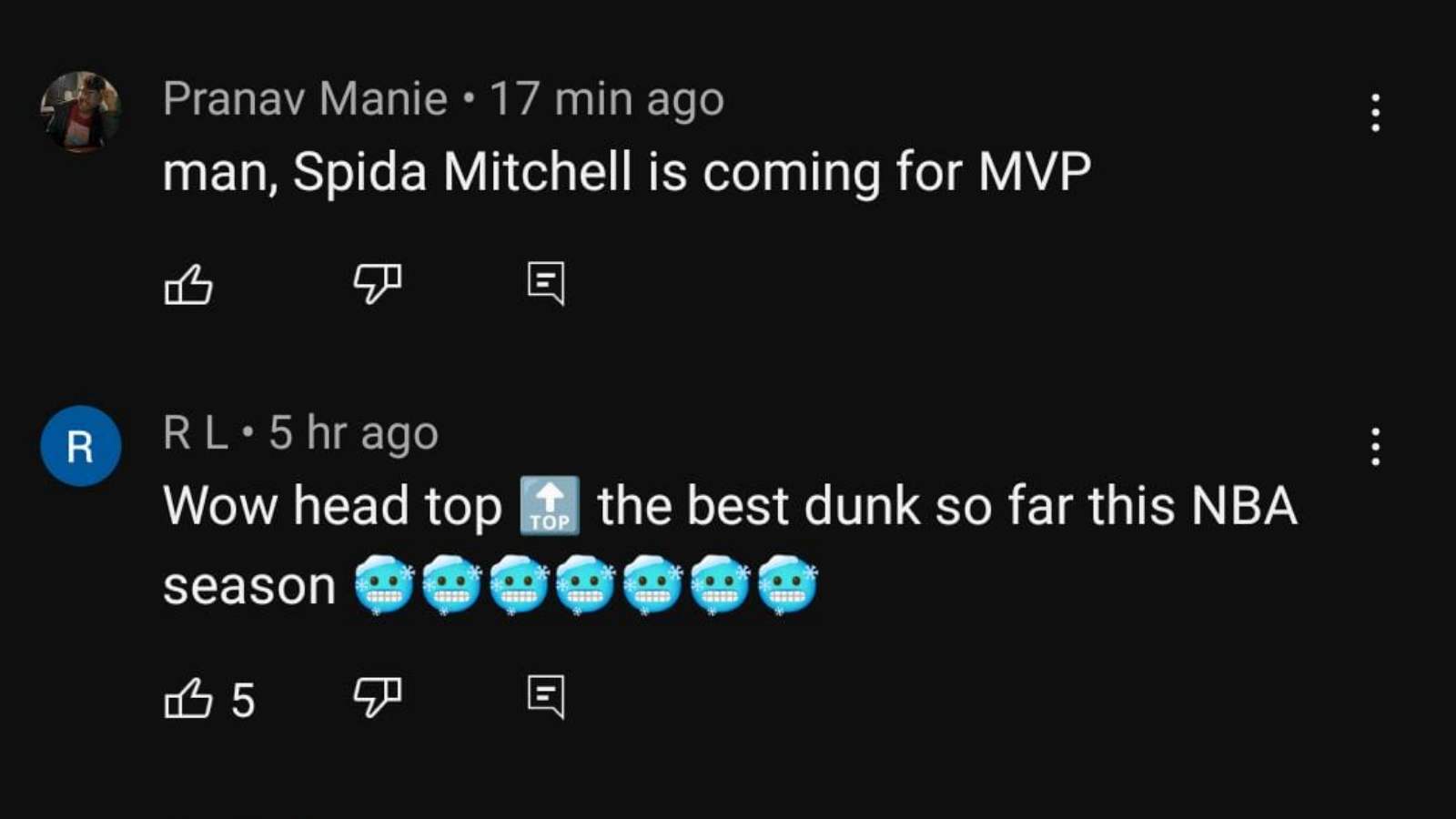 YouTube reactions of the dunk