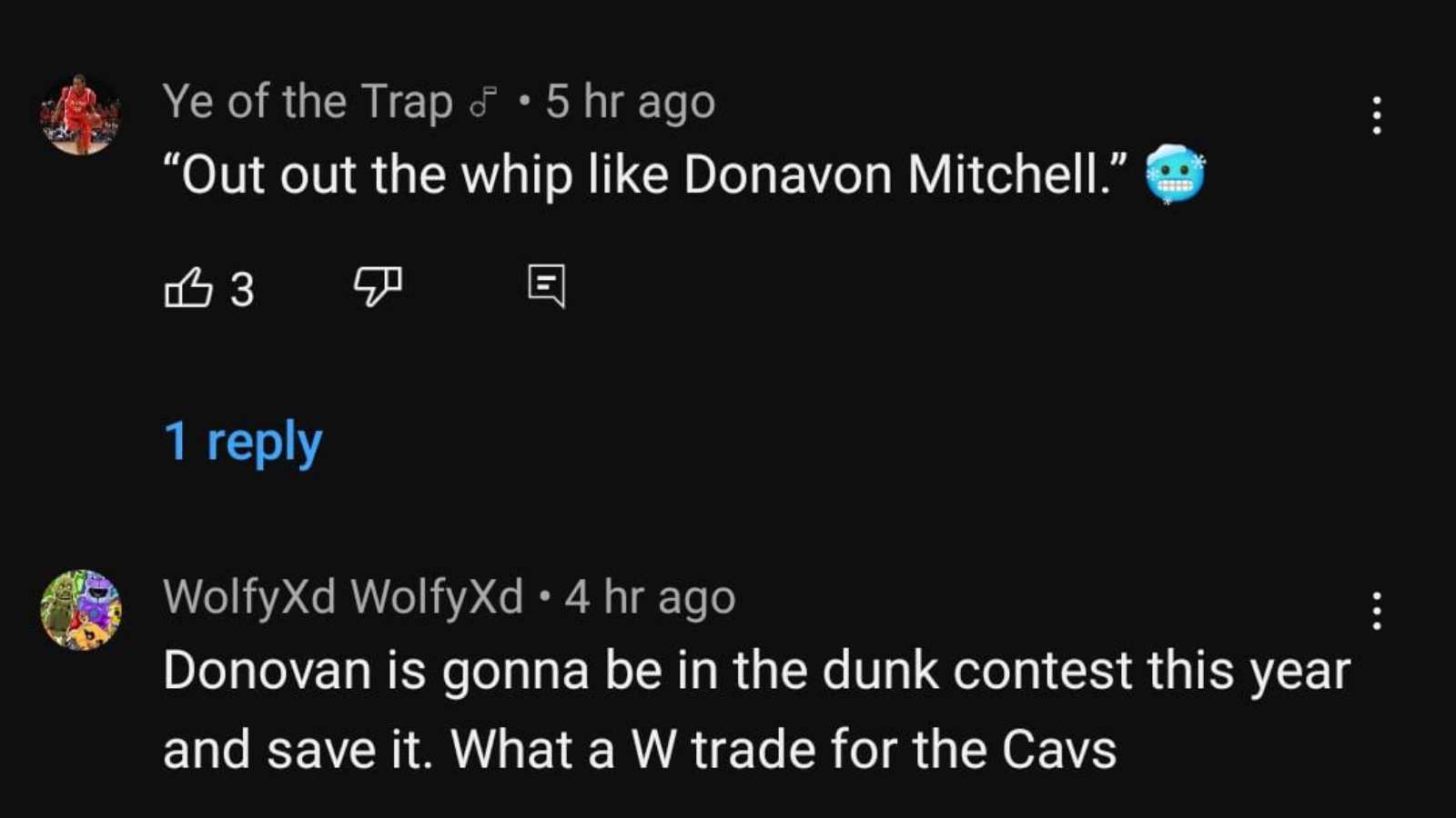 YouTube reactions of the dunk