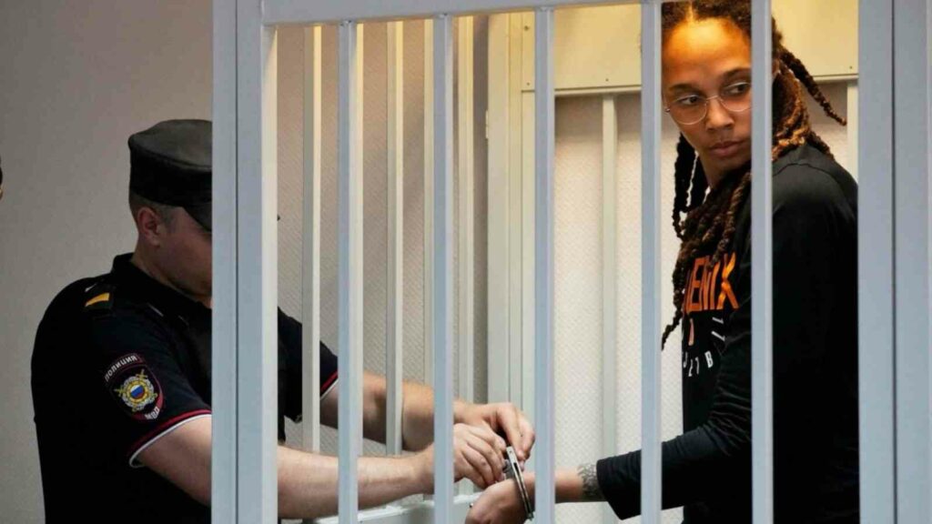 Brittney Griner at a cell in Russia