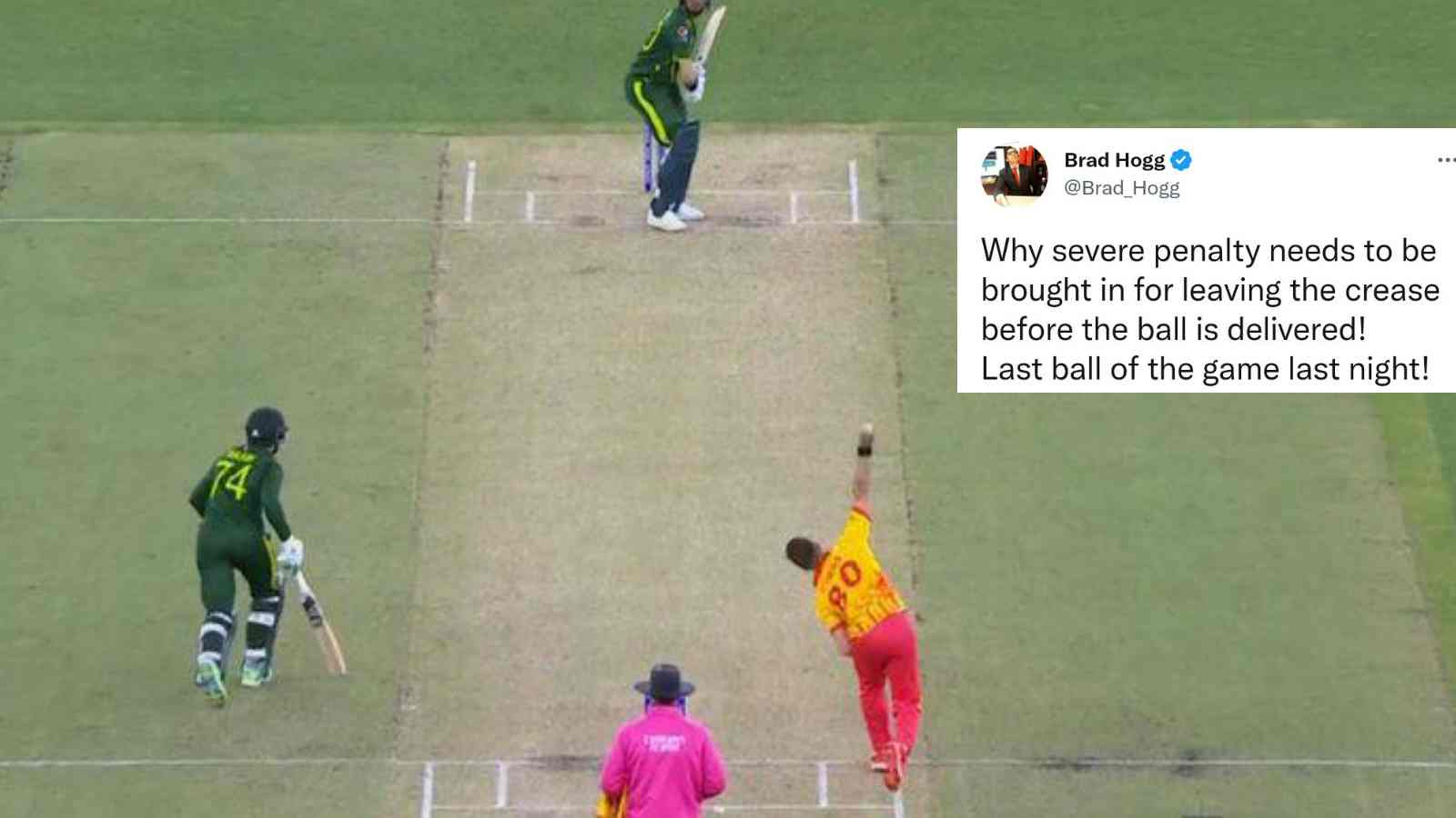 “Severe penalty needs to be brought in”- Brad Hogg slams Mohammad Wasim Jr for leaving crease early when Pakistan needed 3 runs on the last ball