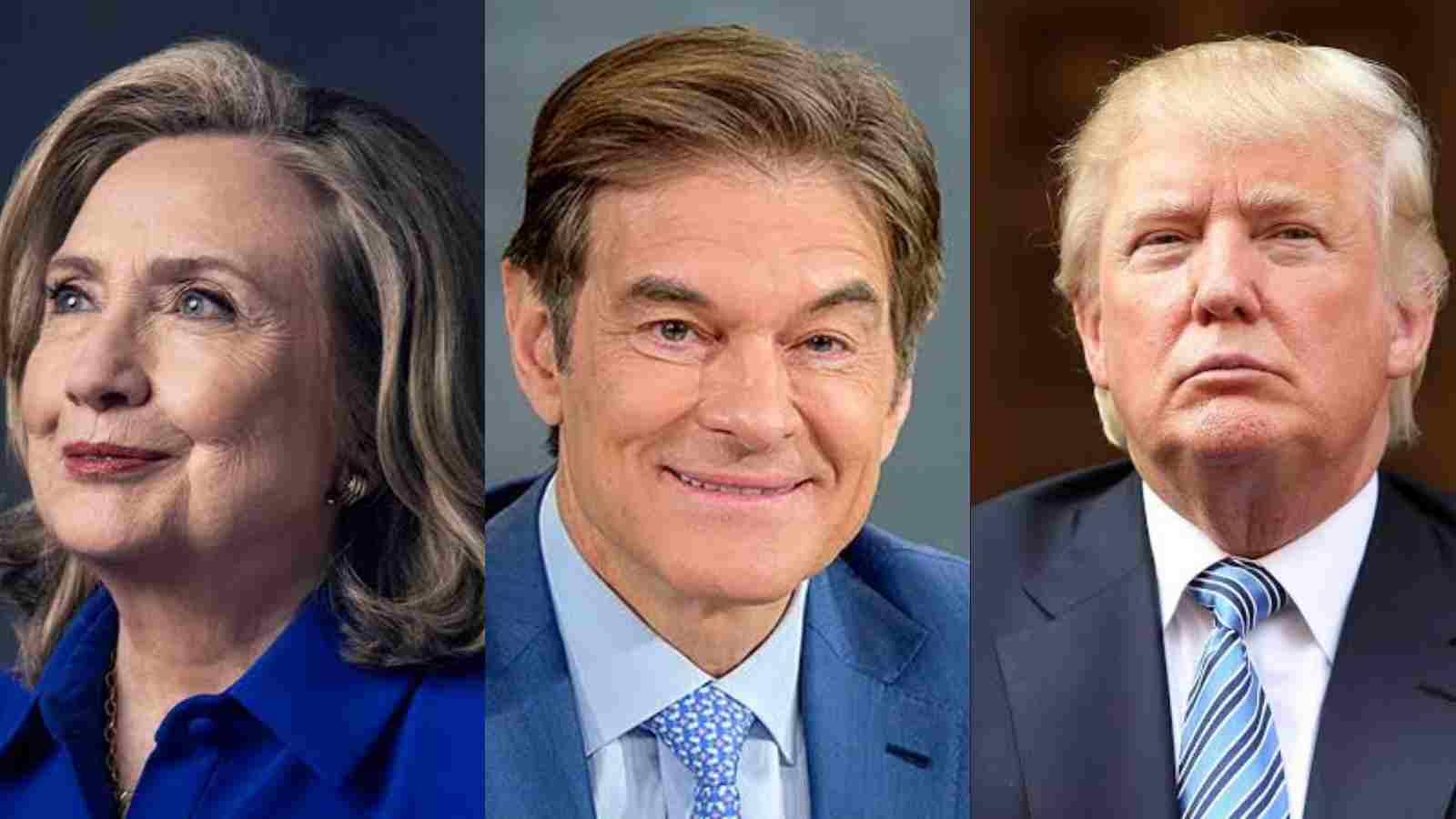 Republican Senate candidate Mehmet Oz humorously mocks Donald Trump while choosing his tennis skills over Hillary Clinton