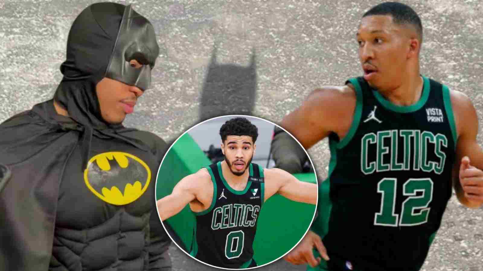 Watch: “Yo what the f*ck are you doing?” Grant Williams dressed up as BATMAN forced Jayson Tatum to drop the F word, Twitter reacts