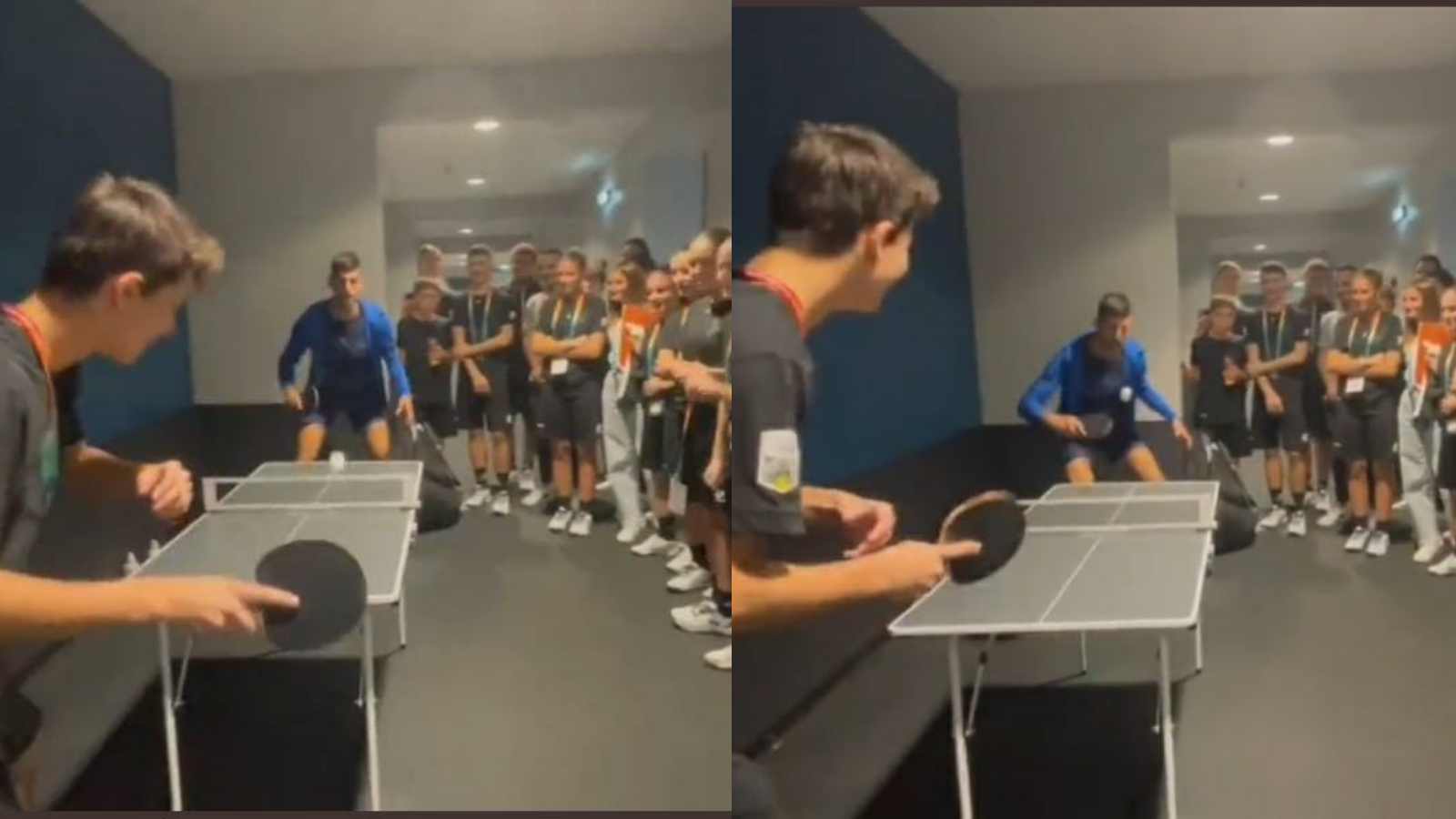 WATCH: “Solid on the backhand with or without table” Fans stunned as Novak Djokovic enjoys a game of ping pong with ball kids at Paris Masters