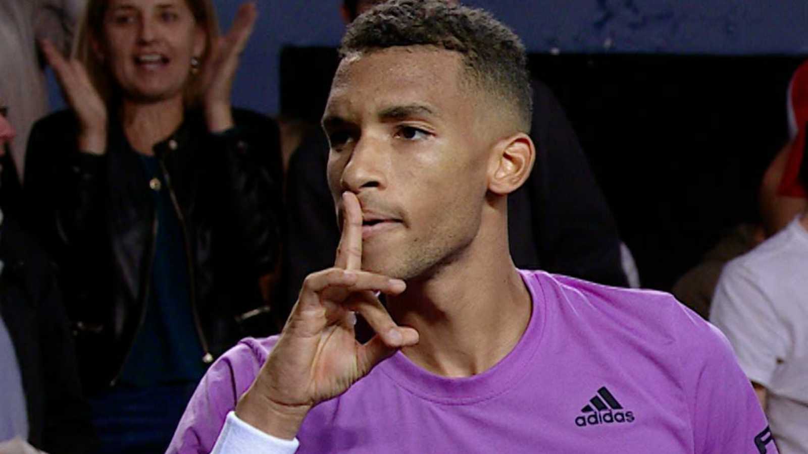 “Shut their a***s up young king” Felix Auger Aliassime backed by fans after he shushes spectators for heckling him throughout his match against Mikael Ymer