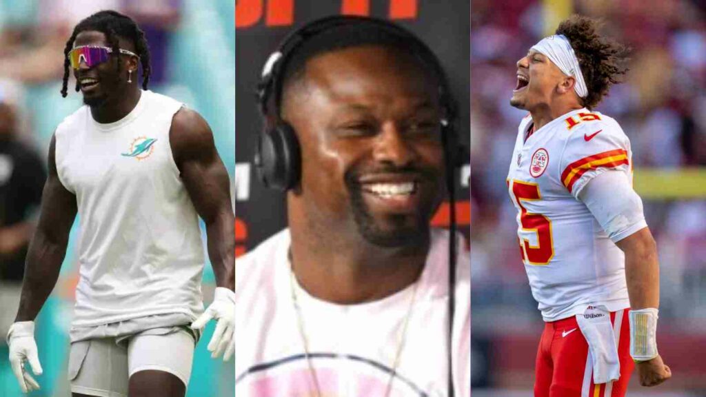 Tyreek Hill, Bart Scott, and Patrick Mahomes